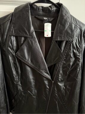 Mossimo Black Faux Leather Moto Jacket with Fringe Size XL NWOT